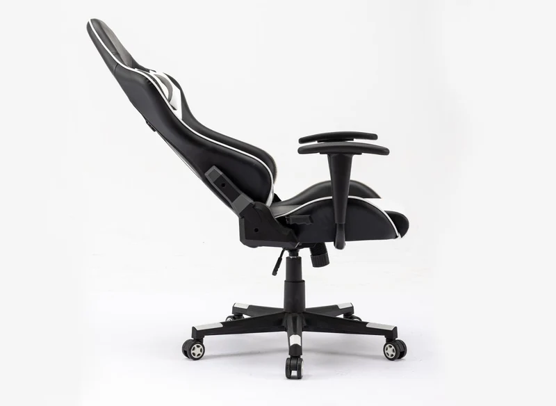 Fauteuil de bureau gaming en simili cuir noir et blanc LYHAM