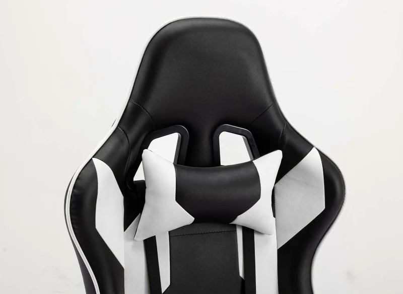 Fauteuil de bureau gaming en simili cuir noir et blanc LYHAM