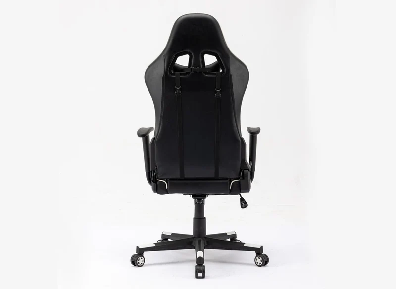 Fauteuil de bureau gaming en simili cuir noir et blanc LYHAM