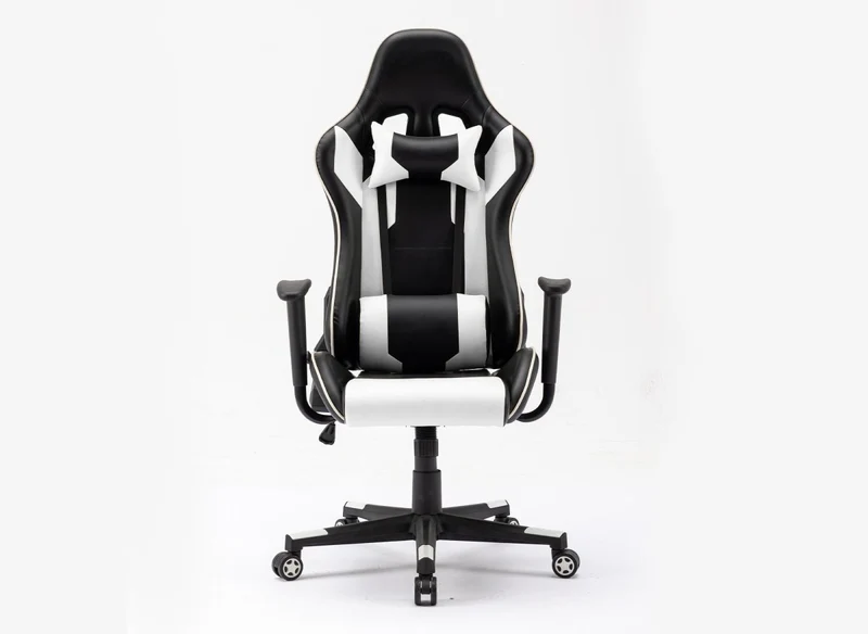 Fauteuil de bureau gaming en simili cuir noir et blanc LYHAM