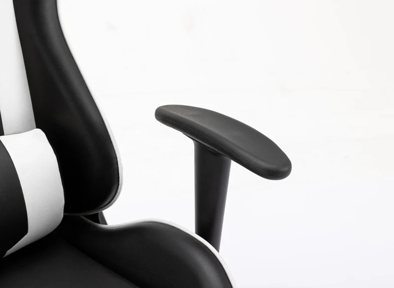Fauteuil de bureau gaming en simili cuir noir et blanc LYHAM