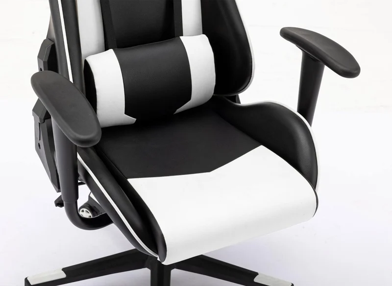 Fauteuil de bureau gaming en simili cuir noir et blanc LYHAM