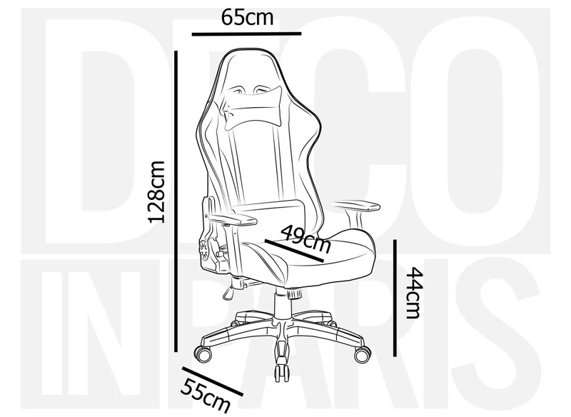Fauteuil de bureau gaming en simili cuir noir et blanc LYHAM
