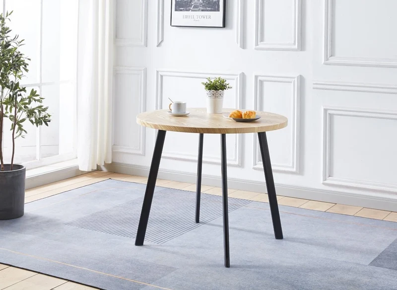 Ensemble table à manger en bois avec 4 tabourets beige IRINA