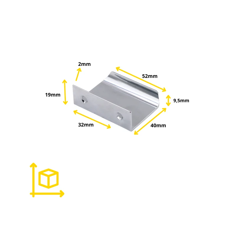 Poignée profilée Edge 32mm (Longueurs totales 52mm) - Électropoli