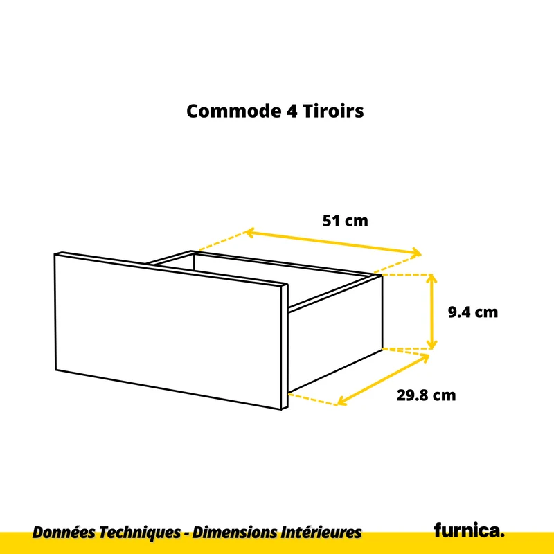 GABRIEL - Commode 10 Tiroirs (6+4) - H92/70 cm L160 cm P33 cm (Blanc / Chêne Wotan)