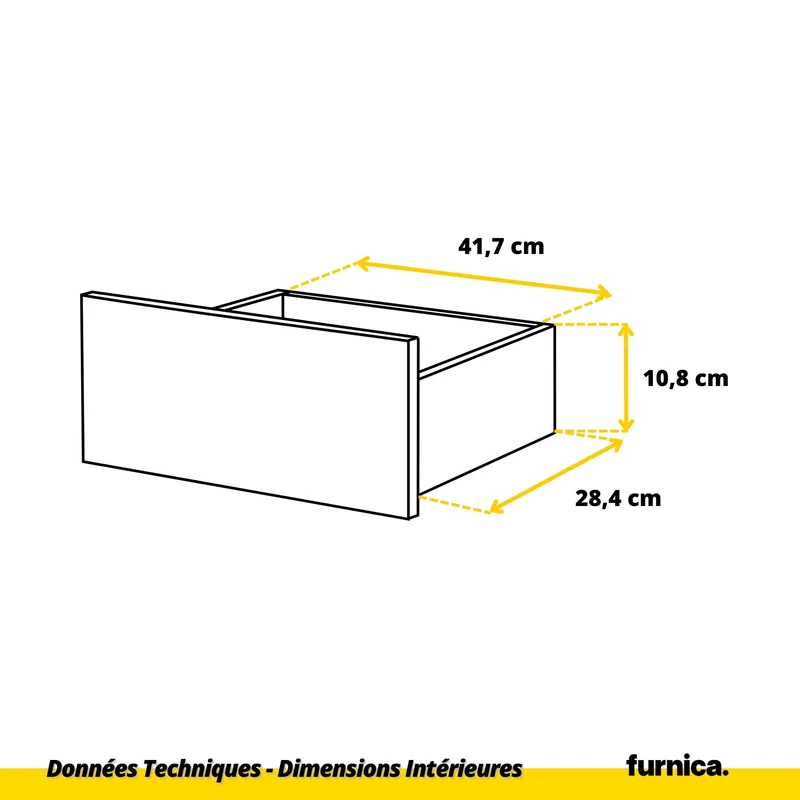 GABRIEL - Commode 6 Tiroirs - Buffet de Chevet - H71 cm L100 cm P33 cm (Blanc / Noir Brillant)