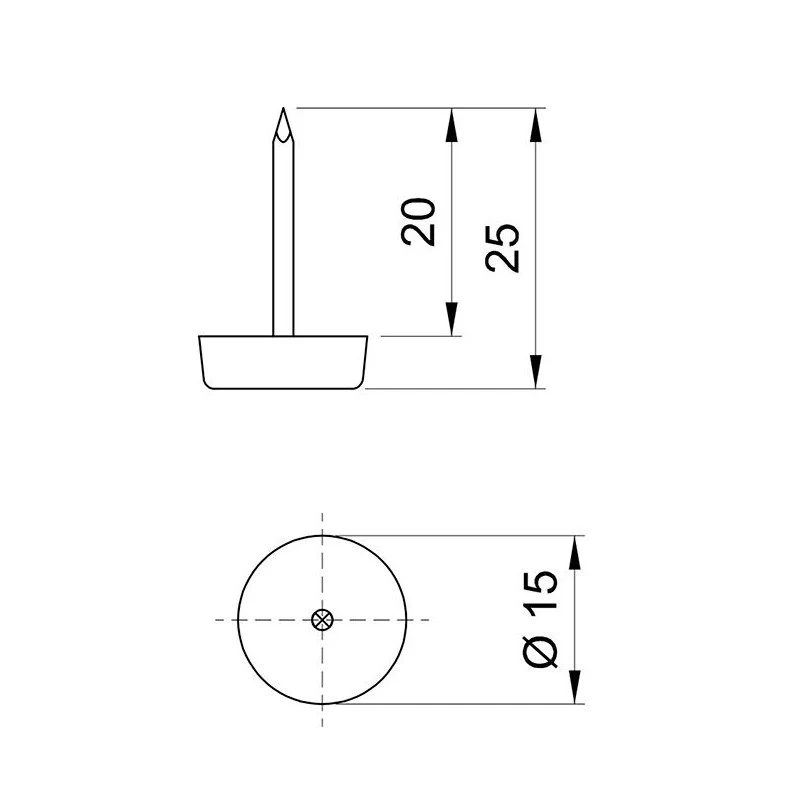 Patin à clouer Ø15mm en plastique - Blanc - 50 pièces