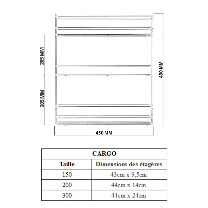 Rangement coulissant de 15 cm à fermeture latérale silencieuse - 3 paniers - Chrome