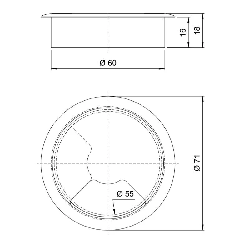 Passe-câble en plastique 60mm - Marron clair