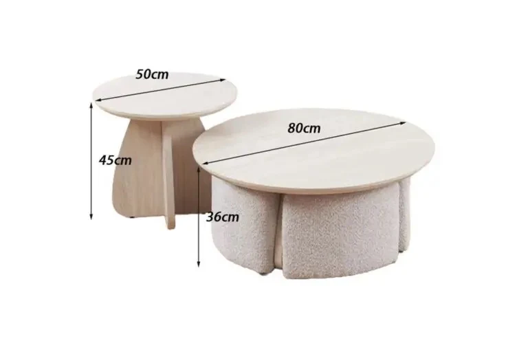 Table basse LISA + 4 poufs