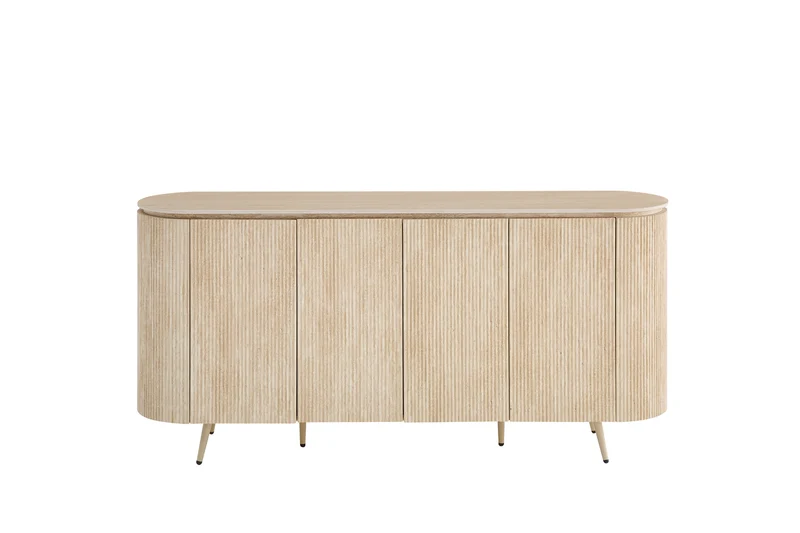 Buffet STONEA plateau céramique noyer 4 portes 180x40x85cm