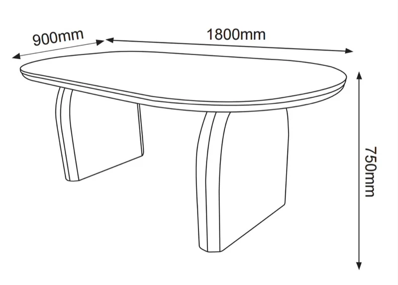 Table à manger FLUIDE plateau céramique, pieds effet noyer