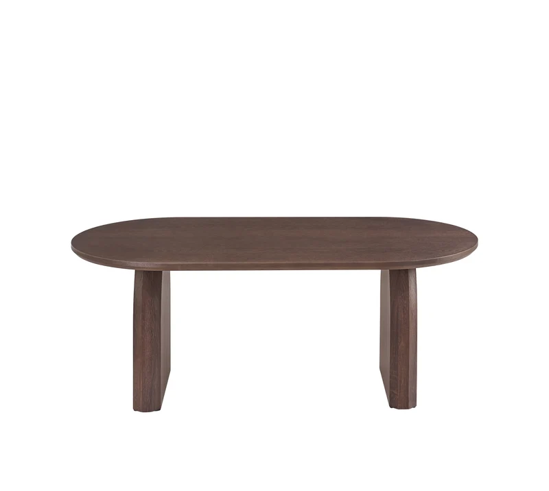 Table basse FLUIDE, plateau et pieds effet noyer 120cm