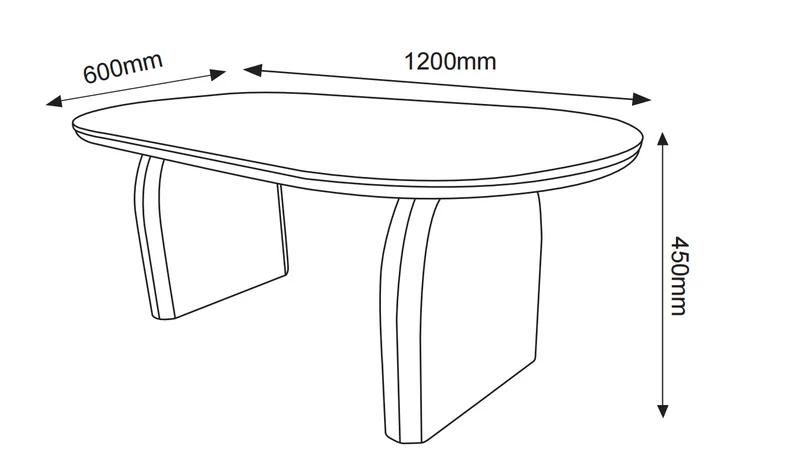 Table basse FLUIDE, plateau et pieds effet noyer 120cm