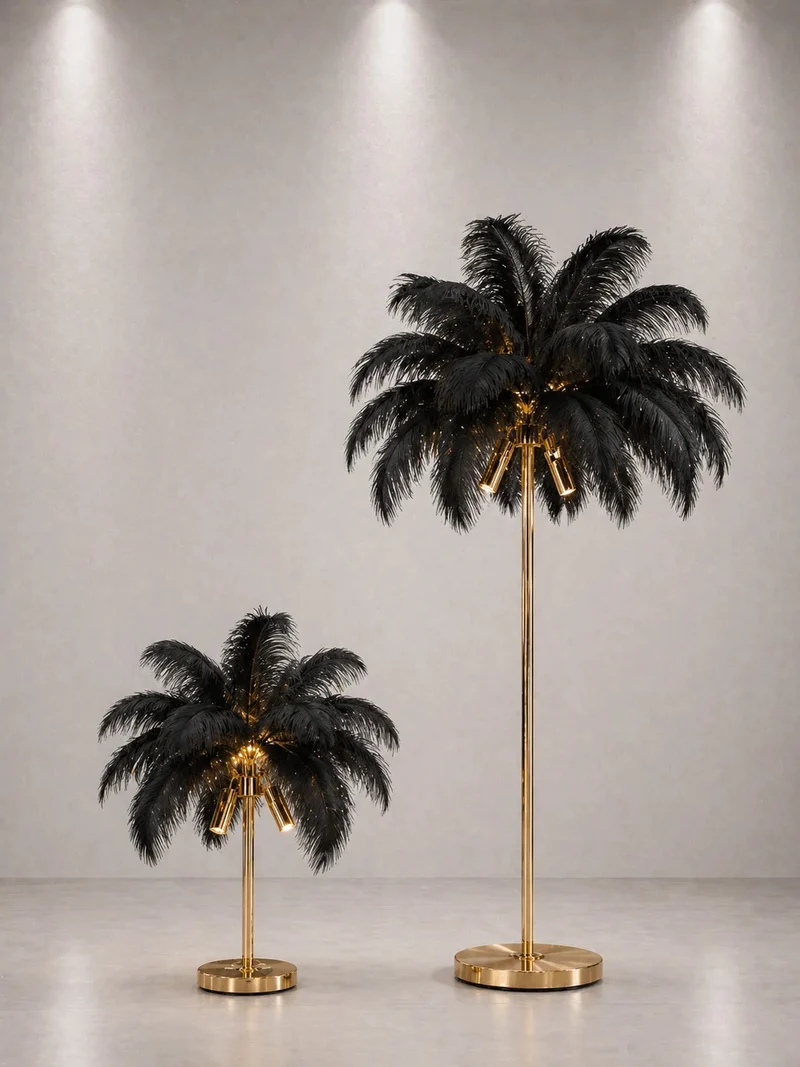 Lampe à Plumes Décorative – Chevet & Sur Pied 160 cm | 4 Couleurs