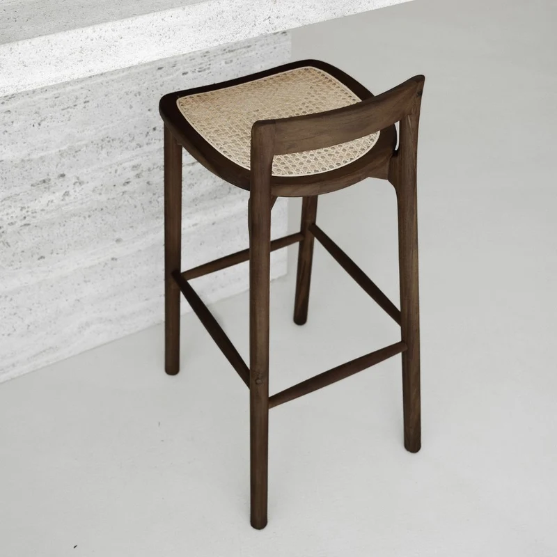 Barkruk Charmes - Smoke - Rotan zitting - 75 cm zithoogte