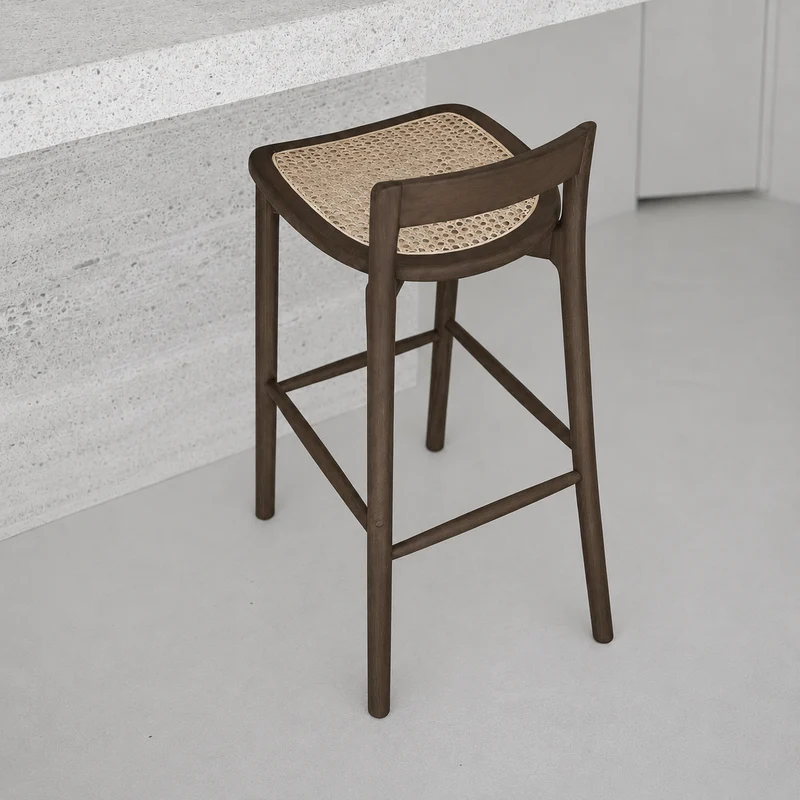 Barkruk Charmes - Smoke - Rotan zitting - 65 cm zithoogte