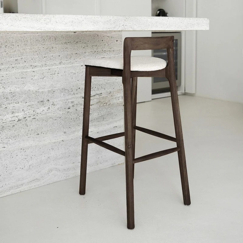 Barkruk Charmes - Smoke - Stoffen zitting - Sandstone spotted Weave - 65 cm zithoogte