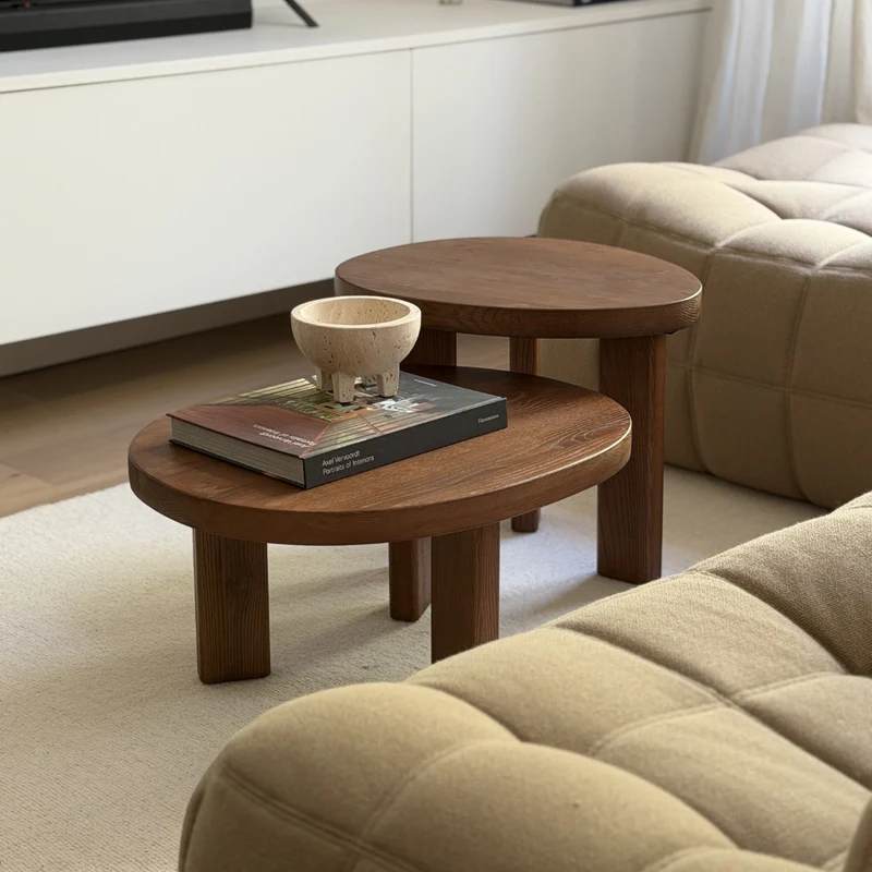 Salontafel Eden - Essenhout - Donkerwalnoot - Ovaal - 50 cm - Klein