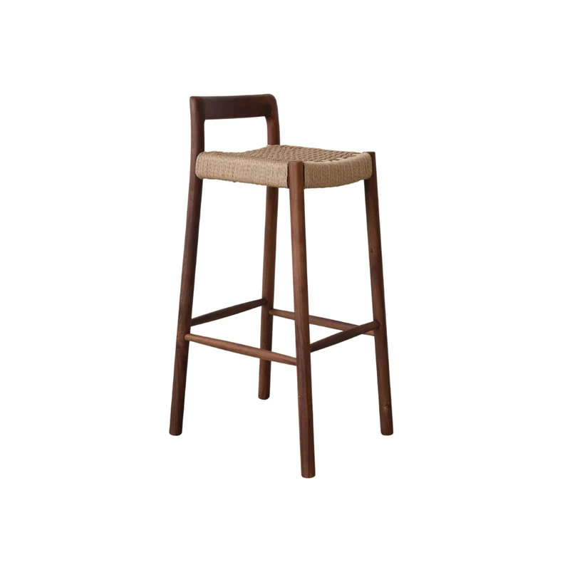 Barstoel Nulla - Zithoogte 65 cm - Acacia walnoot - Geweven zitting