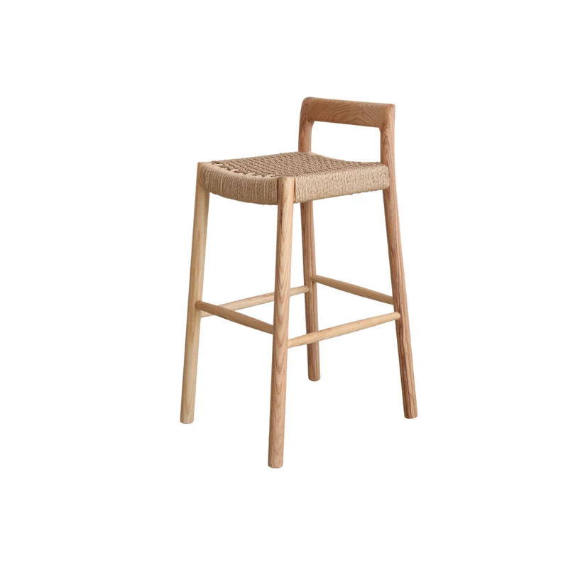 Barstoel Nulla - Zithoogte 65 cm - Eik kleur - Essenhout - Geweven zitting