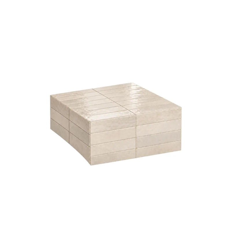 Salontafel Vence - Lichtbeige tegels - Laag - 27 cm