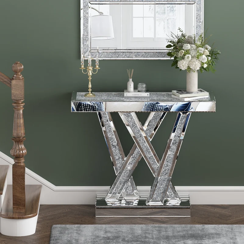 CONSOLE ÉCLAT PLATEAU MIROIR STRASS