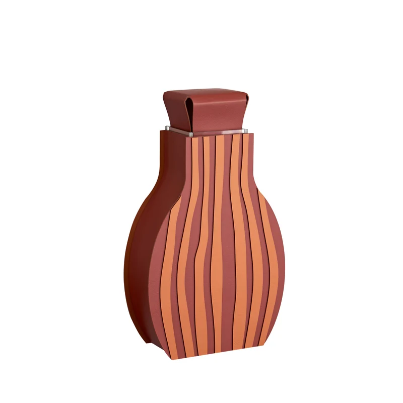 Leather Decorative Object VASE OTTO GRAPHIC by Gianpaolo Venier for ADJ STYLE