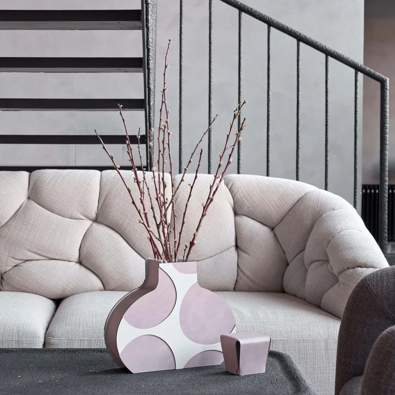 Leather Decorative Object VASE OTTO GRAPHIC by Gianpaolo Venier for ADJ STYLE