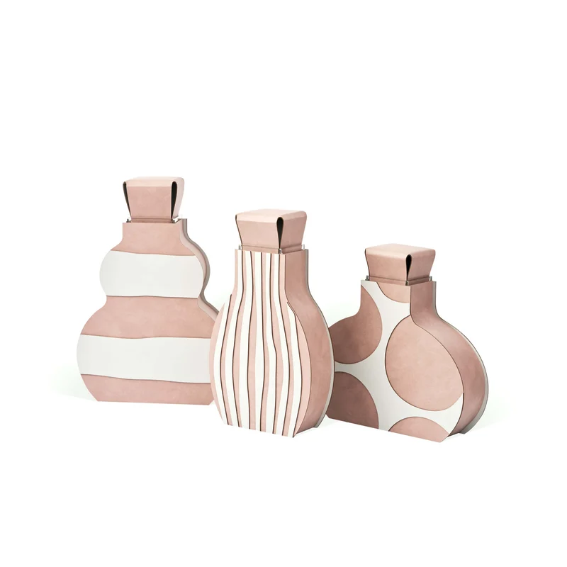 Leather Decorative Object VASE OTTO GRAPHIC by Gianpaolo Venier for ADJ STYLE