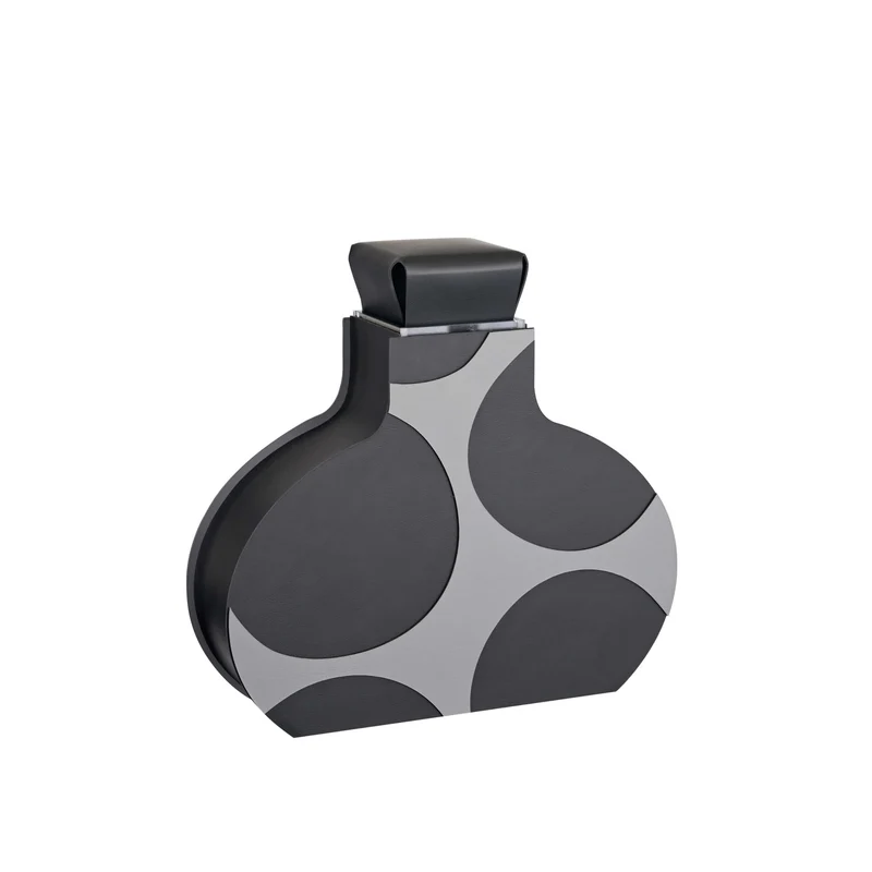 Leather Decorative Object VASE OTTO GRAPHIC by Gianpaolo Venier for ADJ STYLE