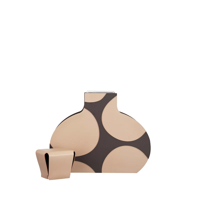 Leather Decorative Object VASE OTTO GRAPHIC by Gianpaolo Venier for ADJ STYLE