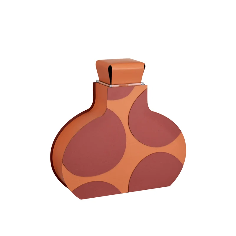 Leather Decorative Object VASE OTTO GRAPHIC by Gianpaolo Venier for ADJ STYLE