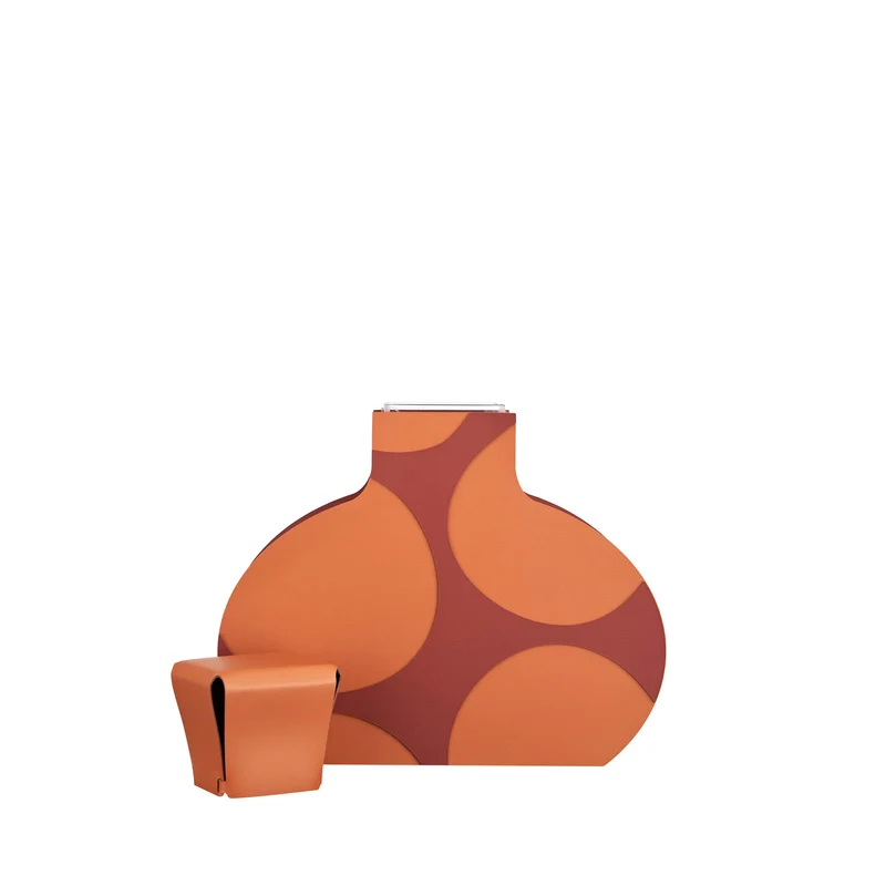 Leather Decorative Object VASE OTTO GRAPHIC by Gianpaolo Venier for ADJ STYLE