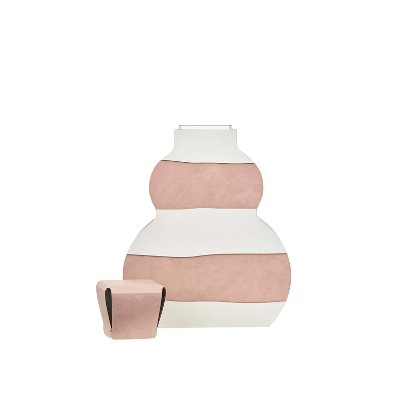 Leather Decorative Object VASE OTTO GRAPHIC by Gianpaolo Venier for ADJ STYLE