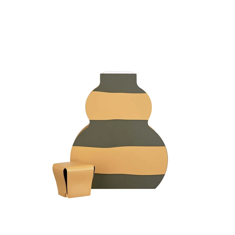 Leather Decorative Object VASE OTTO GRAPHIC by Gianpaolo Venier for ADJ STYLE