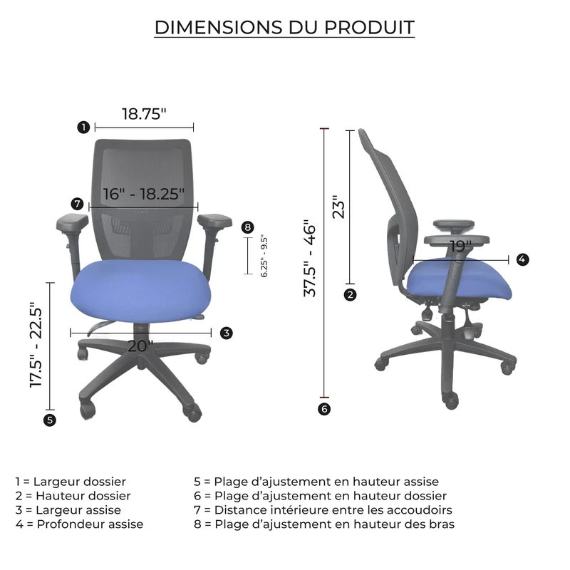Chaise de bureau ergonomique dossier en maille Supportech