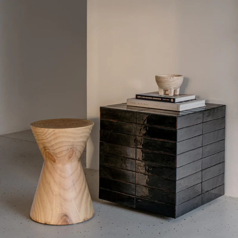 Salontafel Vence Zwarte tegels - Hoog - 39 cm