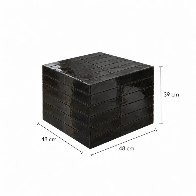 Salontafel Vence Zwarte tegels - Hoog - 39 cm