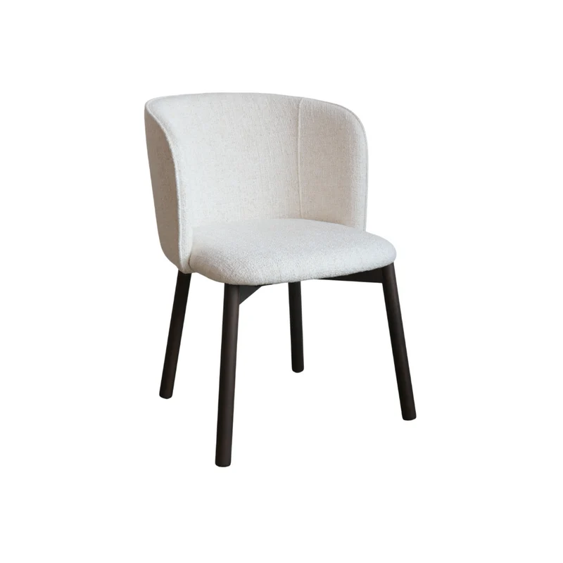 Eetkamerstoel Celia - Smokehout kleur - Ivory bouclé