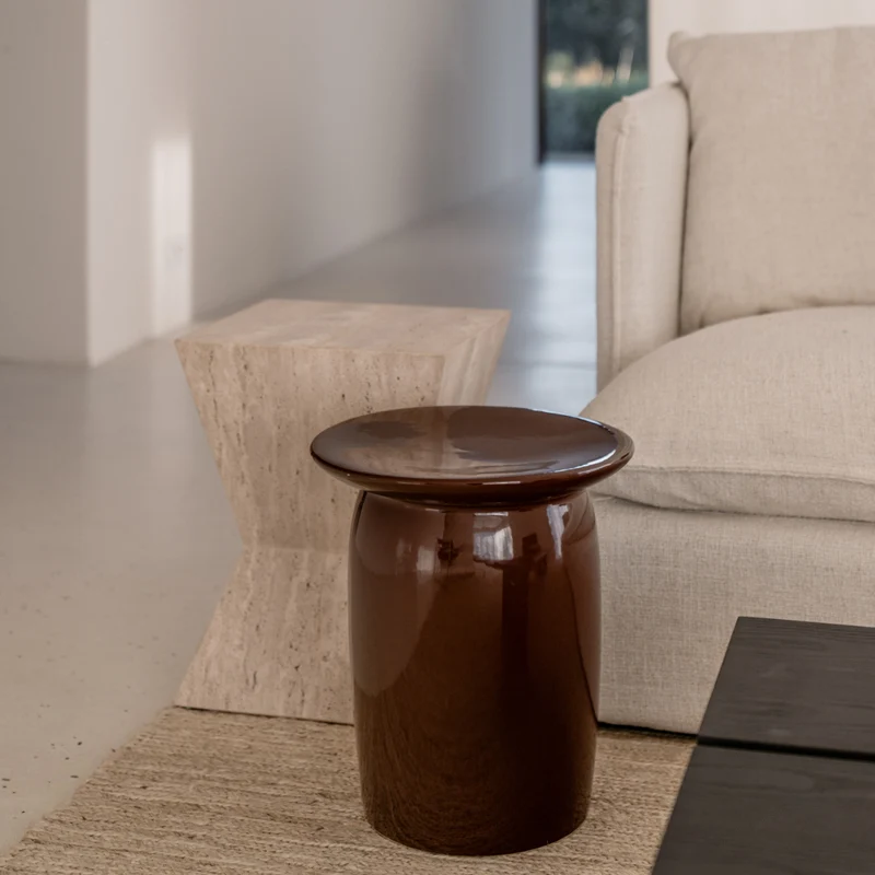 Bijzettafel Kivo - Keramiek - Cinnamon - diameter 36 cm
