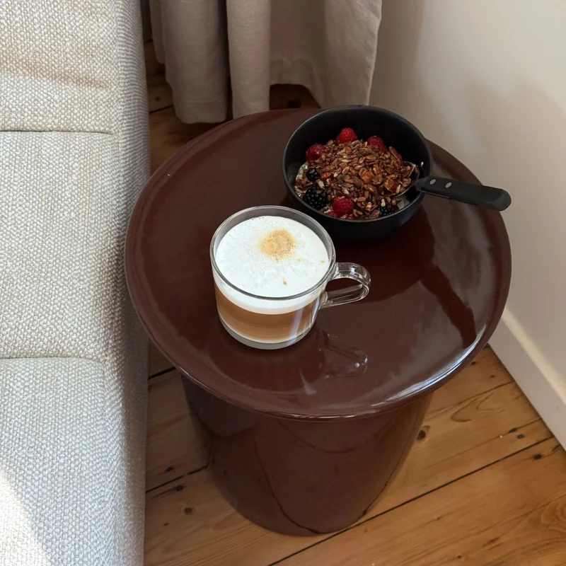 Bijzettafel Kivo - Keramiek - Cinnamon - diameter 36 cm