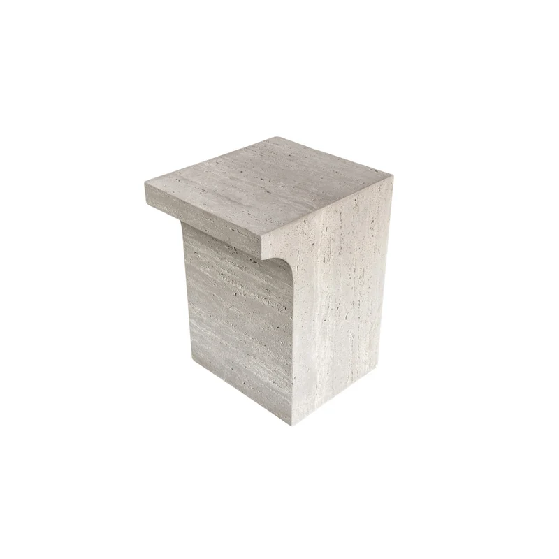Vinto bijzettafel - W31 D25 H48 - Wit - Ongevuld travertijn