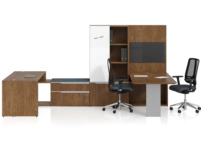 Bureau exécutif collaboratif en U avec rangements - Série Nex