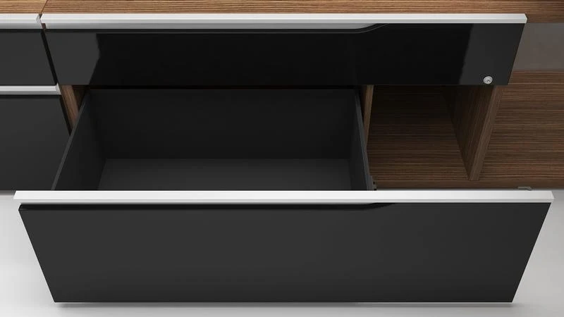 Ensemble de 2 postes de travail en U avec rangements et réglage électrique en hauteur - Série Nex