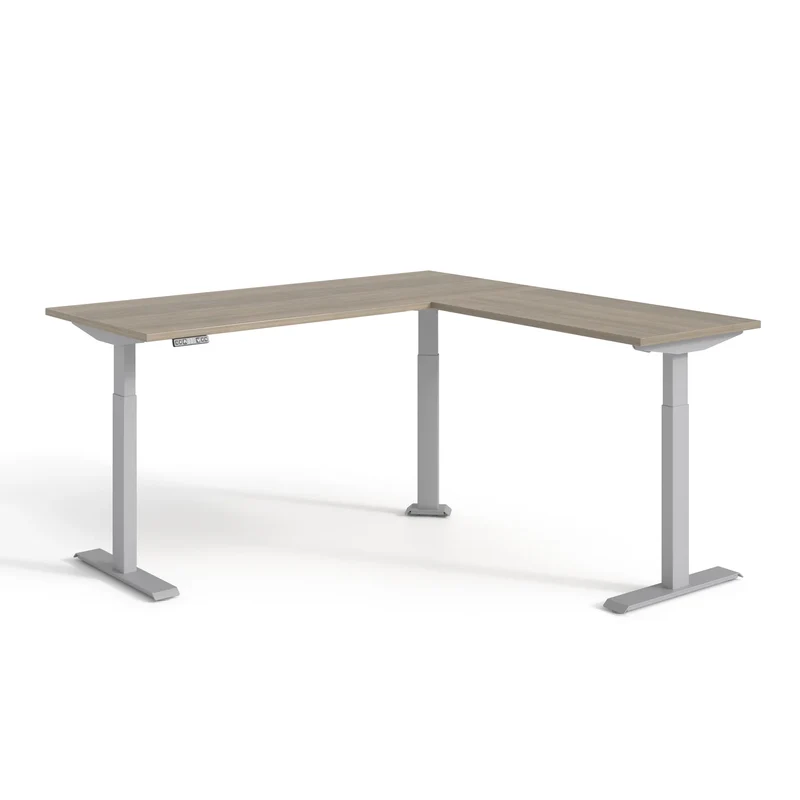 Bureau électrique en L réversible, ajustable en hauteur de 28" à 47-3/4"H, Quorum Essentiel