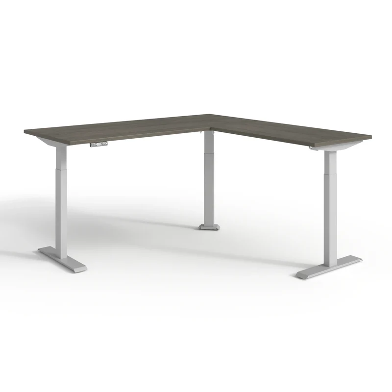 Bureau électrique en L réversible, ajustable en hauteur de 28" à 47-3/4"H, Quorum Essentiel