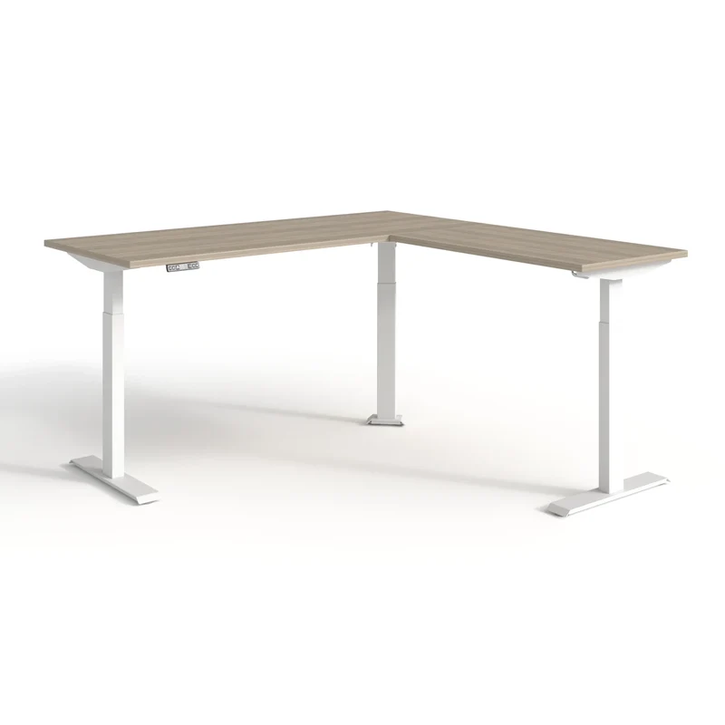 Bureau électrique en L réversible, ajustable en hauteur de 28" à 47-3/4"H, Quorum Essentiel