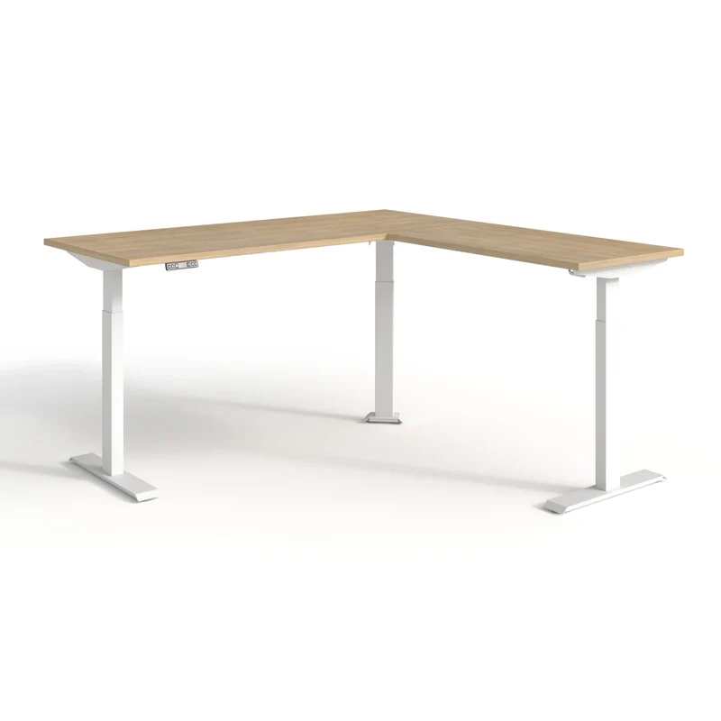 Bureau électrique en L réversible, ajustable en hauteur de 28" à 47-3/4"H, Quorum Essentiel